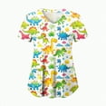 thumbnail image 1 of TOWED22 Scrubs for Women V Neck Short Sleeve Printed Tops Cartoon Pattern Plus Size Nursing with Pockets(Green,M), 1 of 5