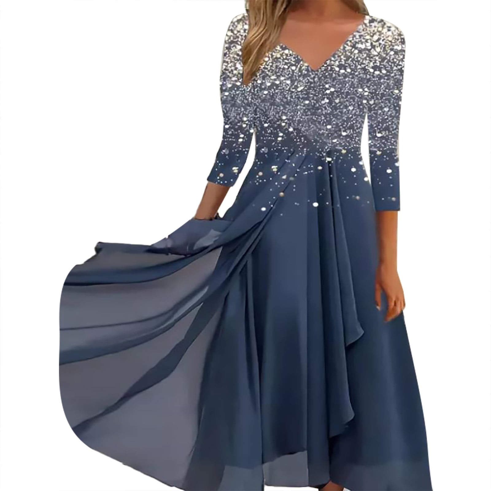 TOWED22 Semi Formal Dresses For Women Plus Size Womens Elegant Front Zipper Slim Work Business Office Party A Line Dress Silver S Walmart