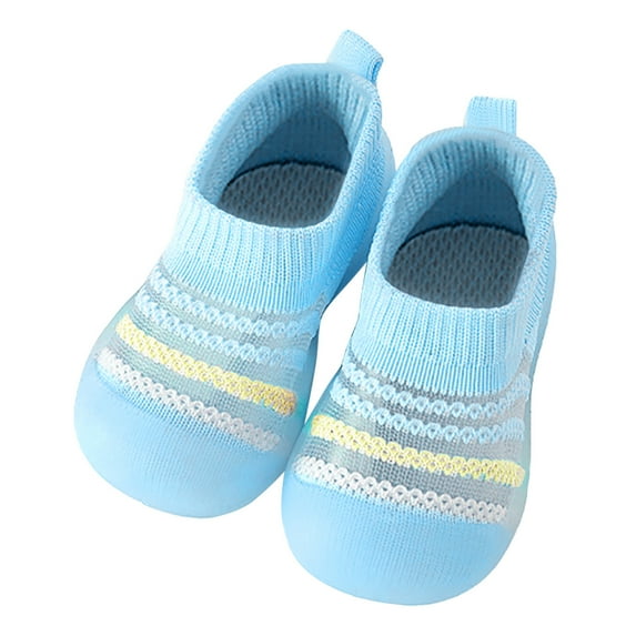 TOWED22 Shoes for First Steps Non-Slip Rubber Sole Shoes for Girls Boys Baby Toddler Indoor House Floor Slipper(Blue,4.5)
