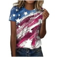 thumbnail image 1 of TOWED22 Short Sleeve for Women American Flag Plus Size T-Shirt Retro Patriotic Blouse Muscle Workout Tee Tops(,XL), 1 of 4