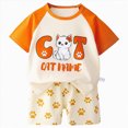 thumbnail image 1 of TOWED22 Shorts Set for Toddler Kids Infant Girls Boys 2 Piece Shirt and Shorts Set Cute Print Short Sleeve Tee Elastic Waist Outfits Clothes(Orange,2-3 Y), 1 of 4