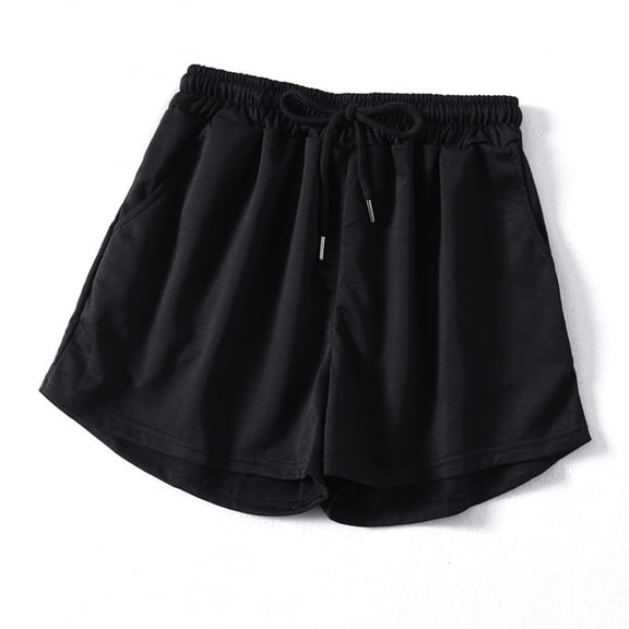 TOWED22 Shorts for Women Casual Summer,Womens 2023 Casual Summer Ruffle Elastic High Waisted Smocked Shorts Pants Black,S