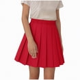 thumbnail image 1 of TOWED22 Skirts for Girls Pleated Skirt A-line Tennis Outfits High Waisted School Uniform Skirts with Shorts(A04-Red,10-11 Y), 1 of 9