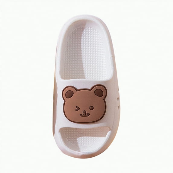 TOWED22 Slides For Kids,Boys Girls Sandals, Toddler Arch Support Slippers For House Shower Beach Non-Slip(White,2)
