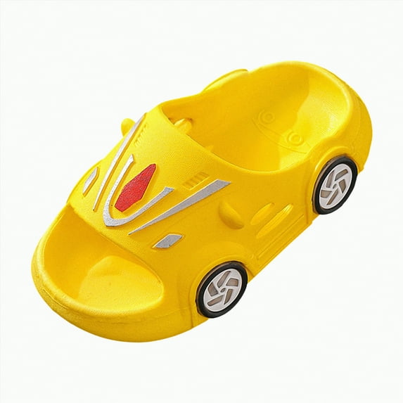 TOWED22 Slides for Kids, Toddler Pillow Slippers Shower Bathroom Non-Slip Open Toe Soft Comfy Thick Sole Cozy Boys Girls Home House Cloud Cushion Slide Sandals(Yellow,6.5)