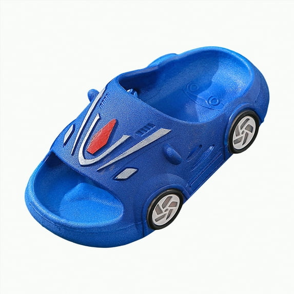 TOWED22 Slides for Kids, Toddler Pillow Slippers Shower Bathroom Non-Slip Open Toe Soft Comfy Thick Sole Cozy Boys Girls Home House Cloud Cushion Slide Sandals(Blue,9)