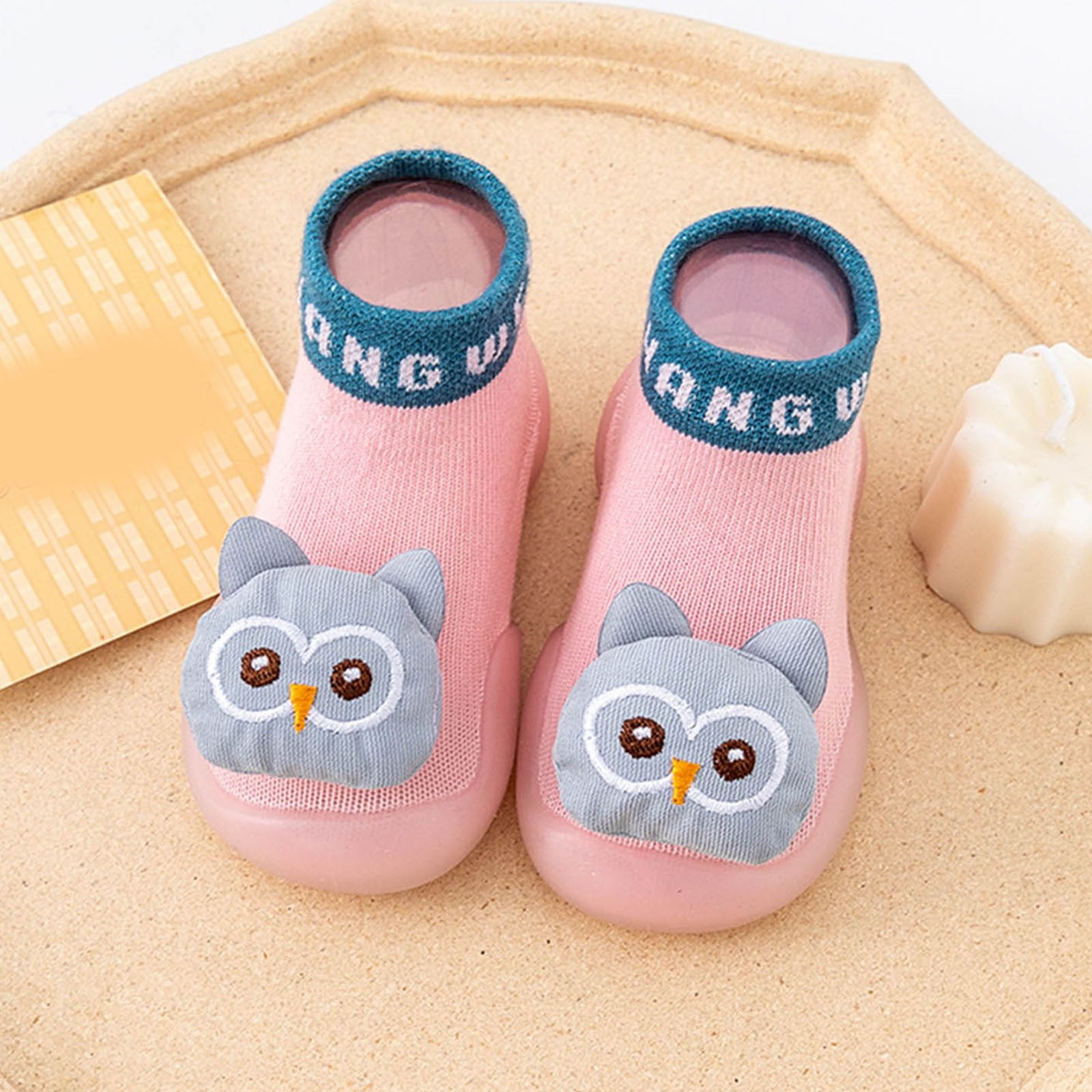 TOWED22 Slippers for Toddler Girls Summer and Autumn Comfortable Toddler Shoes Cute Owl Bear Children Mesh Breathable Beige