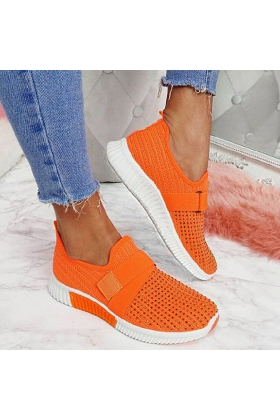 Sneakers for Women Running Shoes Lightweight Tennis Shoes Non Slip Gym Workout Shoes Breathable Mesh Walking Sneakers(Orange,8.5)