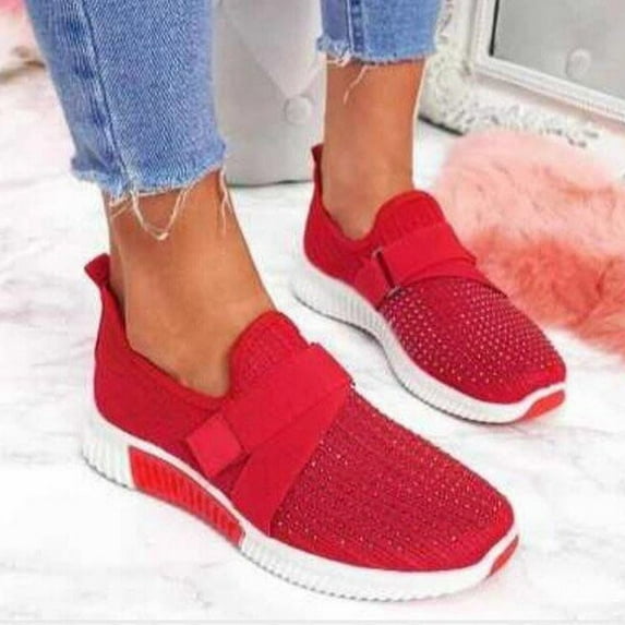TOWED22 Sneakers for Women's Comfortable Walking Shoes Lightweight Casual Tennis Shoes Non Slip Sneakers(Red,9)