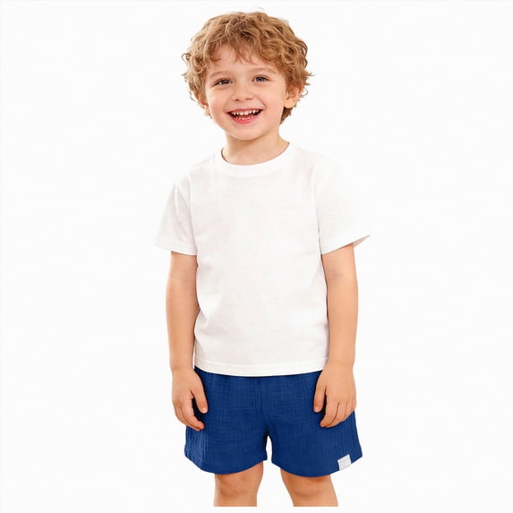 TOWED22 Summer Toddler Boys Girls Shorts Kids Cotton Running Athletic Casual Shorts Blue,5-6 Y