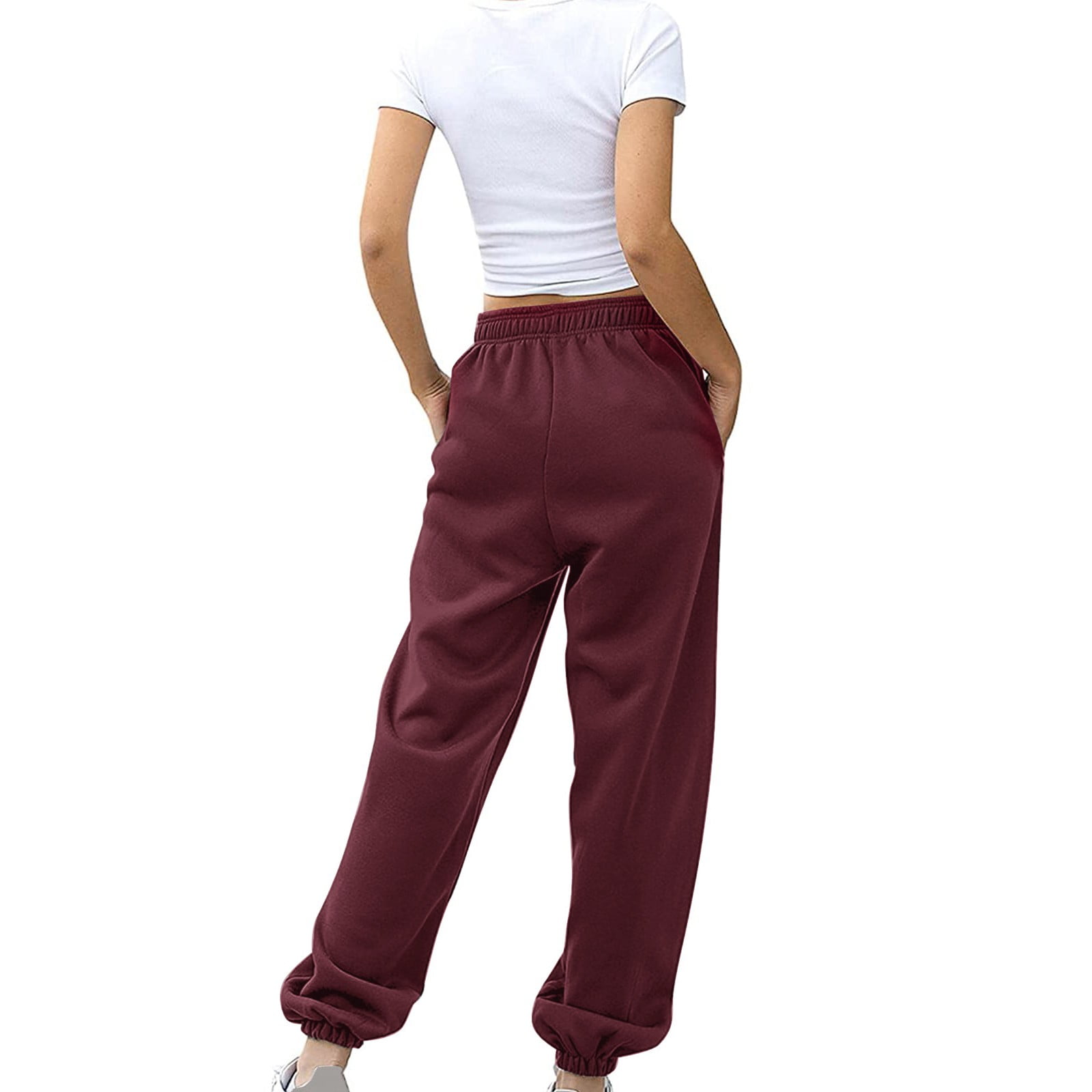 VISALY Cropped Pants for Women Casual Petite Joggers Lounge with Pockets  Pants Womens Waisted Athletic Sweatpants, Pink, Medium : :  Clothing, Shoes & Accessories