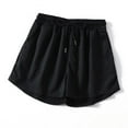 thumbnail image 1 of TOWED22 Sweat Shorts Women,Women's Plus Size Drawstring High Waist Rib Knit Summer Shorts with Pockets Black,XXL, 1 of 1