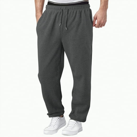 TOWED22 Sweatpants for Men Casual Open Bottom Baggy Sweatpants with Pockets Elastic Waist Workout Joggers Sweat Pants(Dark Gray,M)