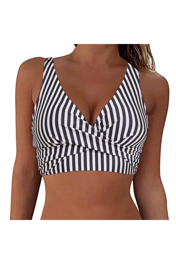 Swim Tops Womens Push Up Sexy Adjustable Twist Ruced Front Bikini Swimsuit Top Only(White,XXL)