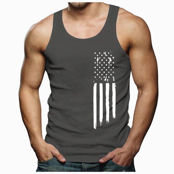 TOWED22 Tank Tops Men,Mens Summer Casual Print Sleeveless Tank Top Mens Hawaiian Sports Gym Tank Top(Dark Gray,XXL)