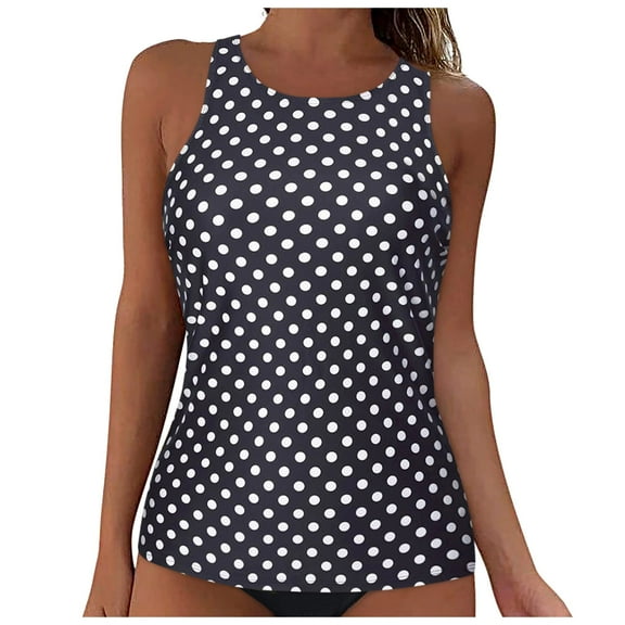 TOWED22 Tankini Tops for Women High Neck Swim Top Only Tummy Control Bathing Suit Top No Bottom（White,XL）