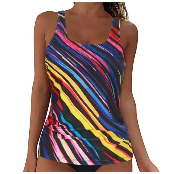 TOWED22 Tankini Tops for Women Swimwear Top Only Tummy Control Bathing Suit Top No Bottom(Light Blue,XL)