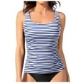 thumbnail image 1 of TOWED22 Tankini Tops for Women Swimwear Top Only Tummy Control Bathing Suit Top No Bottom Modest Swim Top(Blue,XXL), 1 of 8