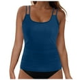 thumbnail image 1 of TOWED22 Women's Tummy Control Tankini Top Only Athletic Fit Quick Dry Tankini Top Moisture Wicking Swimwear for Women（Blue,XL）, 1 of 9