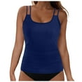 thumbnail image 1 of TOWED22 Women's Tummy Control Tankini Top Only Athletic Fit Quick Dry Tankini Top Moisture Wicking Swimwear for Women（Dark Blue,XXL）, 1 of 9