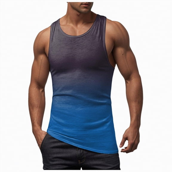 TOWED22 Tanks Tops for Mens Cool Printed Graphic Sleeveless Tank Top Muscle Shirt for Workout Gym Jogging(Blue,XL)