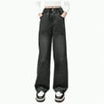 thumbnail image 1 of TOWED22 Teen Girls Baggy Jeans-Straight Leg Denim Pants with Embroidered, Loose Fit Elastic Waistband Trousers(Black,11-12 Y), 1 of 8