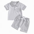 thumbnail image 1 of TOWED22 Toddler Baby Boy 2Pcs Summer Outfit Lobster Crawfish Embroidery Short Sleeve T-Shirt Gingham Shorts Set Grey,6-12 M, 1 of 8