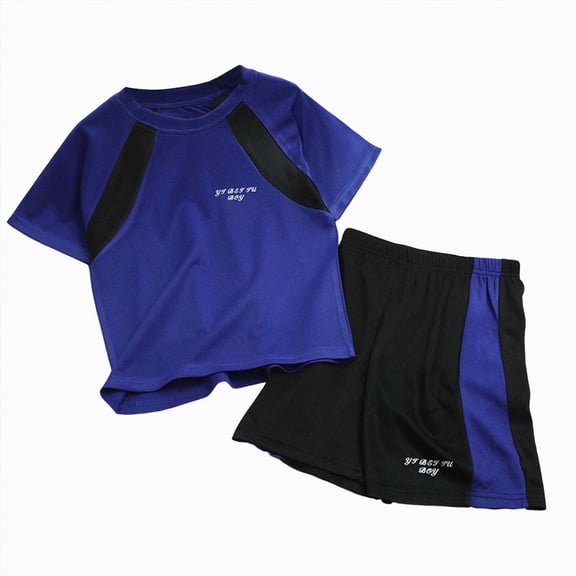 TOWED22 Toddler Baby Boy Baseball Outfit Embroidered Short Sleeve T-Shirt Plaid Print Shorts Set Golf Sports Theme Clothes(Dark Blue,2-3 Y)