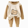 thumbnail image 1 of TOWED22 Toddler Baby Boy Clothes 2PCS Fall Winter Long Sleeve Sweatshirt with Pants Set Toddler Cute Print Outfits Size:6-7 Y,Color:Brown, 1 of 6