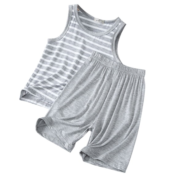 TOWED22 Toddler Baby Boy Clothes 2Pcs Outfits Clothing Sets Print Sleeveless Round Neck Tank Tops Elastic Waist Shorts Summer(Grey,10-11 Y)