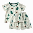 thumbnail image 1 of TOWED22 Toddler Baby Boy Clothes Cartoon Zebra Print Crewneck Short Sleeve T-Shirt Top Elastic Waist Cargo Shorts 2 Pieces Outfits(Green,6-12 M), 1 of 4
