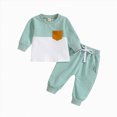 thumbnail image 1 of TOWED22 Toddler Baby Boy Clothes Color Block Long Sleeve Sweatshirt Tops + Pants Fall Winter Outfits 2 Piece Set, 1 of 9