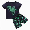 thumbnail image 1 of TOWED22 Toddler Baby Boy Clothes Dinosaur Truck Print Crewneck Short Sleeve T-Shirt Top Elastic Waist Cargo Shorts 2 Pieces Outfits(Green,6-7 Y), 1 of 7
