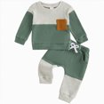 thumbnail image 1 of TOWED22 Toddler Baby Boy Clothes Fall Winter Fleece Outfits Color Block Sweatshirt & Jogger Pants,Green,12-18 M, 1 of 7