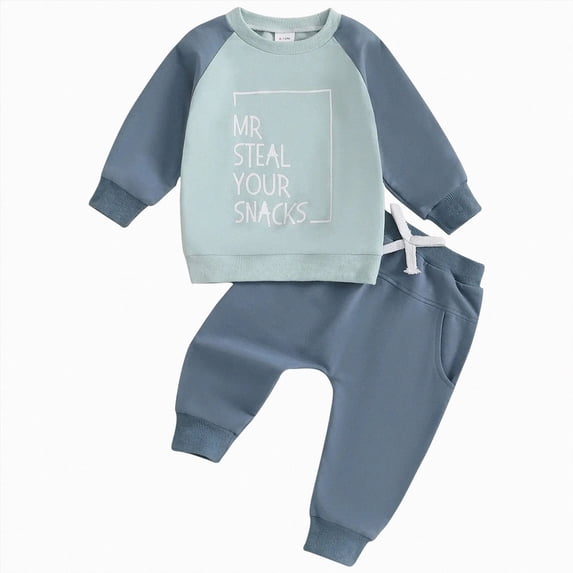 TOWED22 Toddler Baby Boy Clothes Fall Winter Outfits Long Sleeve Sweatshirt Casual Pants Set Size:0-6 M,Color:Blue