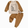 thumbnail image 1 of TOWED22 Toddler Baby Boy Clothes Fall Winter Outfits Long Sleeve Sweatshirt Casual Pants Set Size:6-12 M,Color:Brown, 1 of 7