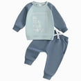 thumbnail image 1 of TOWED22 Toddler Baby Boy Clothes Fall Winter Sweatshirt Pants 2 Piece Set Infant Color Block Long Sleeve Top Suit Outfits,Blue,0-6 M, 1 of 7