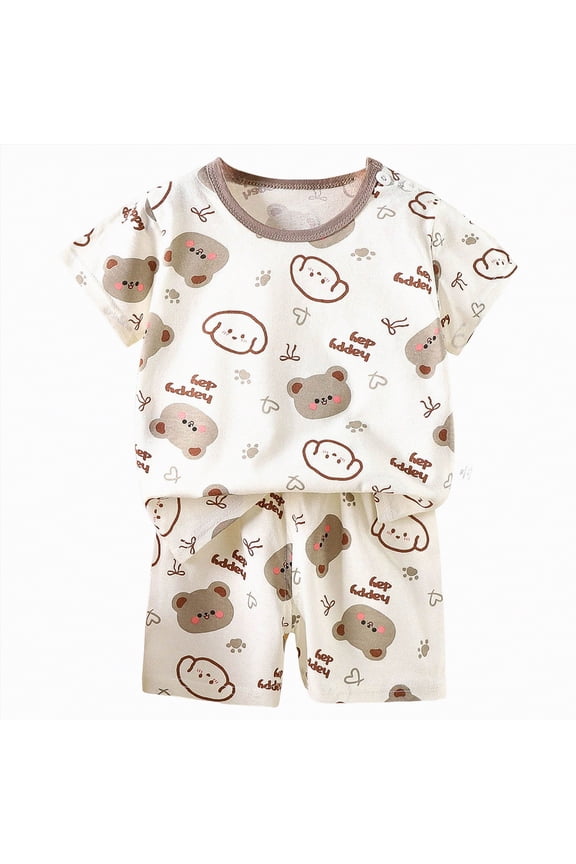 Toddler Baby Boy Clothes Golf Cart Embroidery Short Sleeve T-Shirt Top Gingham Seersucker Shorts Set Summer Outfits Brown,9-18 M