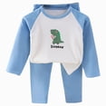 thumbnail image 1 of TOWED22 Toddler Baby Boy Clothes Infant Fall Winter Outfits Striped Waffle Long Sleeve Crewneck Sweatshirts Pants 0-6T Size:6-12 M,Color:Blue, 1 of 6