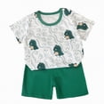 thumbnail image 1 of TOWED22 Toddler Baby Boy Clothes Outfits Casual Letter Short Sleeve Crewneck T Shirt and Drawstring Track Shorts Color Block Set(Dark Green,5-6 Y), 1 of 4