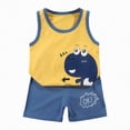 thumbnail image 1 of TOWED22 Toddler Baby Boy Clothes Outfits Sleeveless Tops Striped Shorts Summer Baby Boys Clothes Set(Navy,3-6 M), 1 of 4
