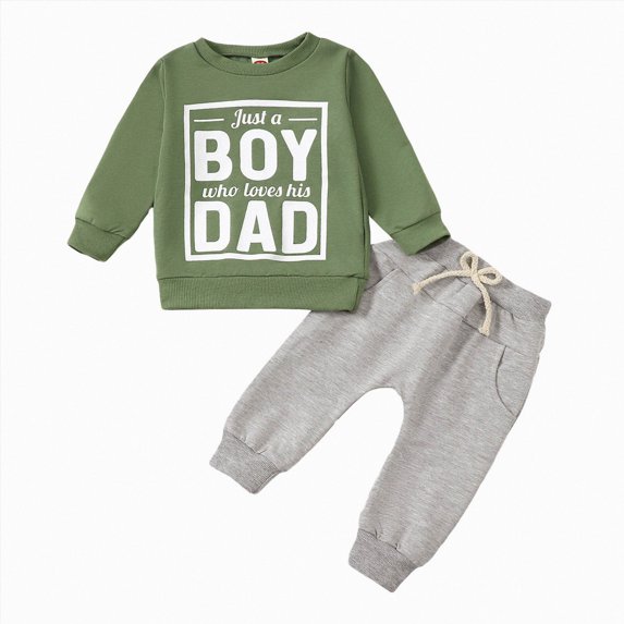 TOWED22 Toddler Baby Boy Clothes Print Graphic Long Sleeve Sweatshirts and Pants Fall Winter Outfit