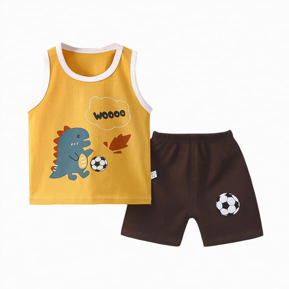 TOWED22 Toddler Baby Boy Clothes Sleeveless Vest Tank Tops Jogger Shorts Sets 2Pcs Cute Infant Boys Summer Casual Outfits(Black,5-6 Y)