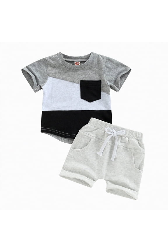 Toddler Baby Boy Clothes Summer Animal Embroidery Smocked Short Sleeve T-Shirt + Gingham Shorts Set 1T 2T 3T 4T Grey,6-12 M