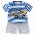 thumbnail image 1 of TOWED22 Toddler Baby Boy Clothes Summer Animal Embroidery Smocked Short Sleeve T-Shirt + Gingham Shorts Set 1T 2T 3T 4T(Q,6-12 M), 1 of 5