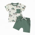 thumbnail image 1 of TOWED22 Toddler Baby Boy Clothes Summer Holiday Style Outfits Short Sleeve Top T-Shirt & Pocket Pant Set 12 Months-4 Years(Beige,6-12 Months), 1 of 6