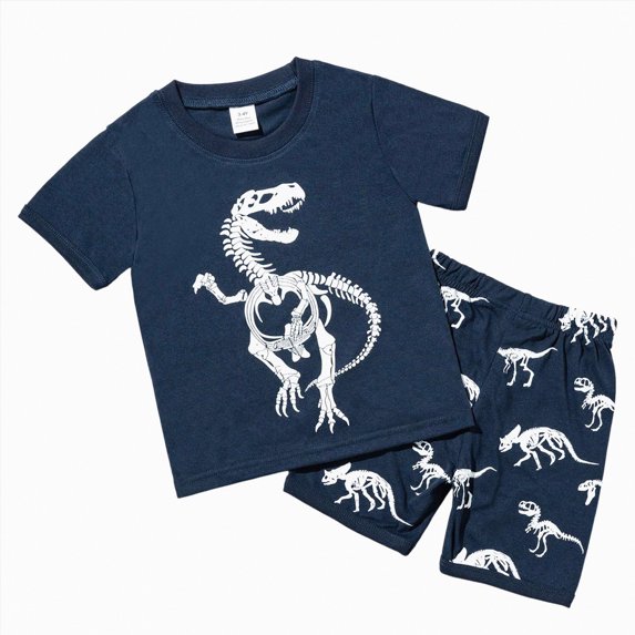TOWED22 Toddler Baby Boy Clothes Summer Holiday Style Outfits Short Sleeve Top T-Shirt & Pocket Pant Set 12 Months-4 Years Navy,6-7 Y
