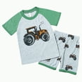 thumbnail image 1 of TOWED22 Toddler Baby Boy Clothes Summer Short Sleeve Truck Print T-Shirt Tops Solid Color Shorts Set 2Pcs Casual Outfit(Green,7-8 Years), 1 of 9