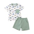 thumbnail image 1 of TOWED22 Toddler Baby Boy Clothes for 2t 3t Boys Cute Summer Short Sleeve T-Shirt Tops Shorts Clothes Sets Baby Boy Outfits(Green,3-6 M), 1 of 8