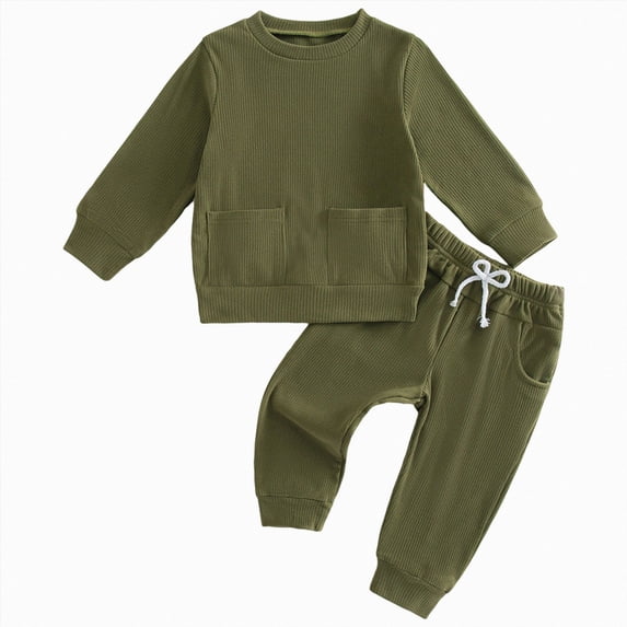 TOWED22 Toddler Baby Boy Clothing Sets Solid Color Long Sleeve Tops and Pants Kids 2pcs Outfits(Blazer,18-24 M)